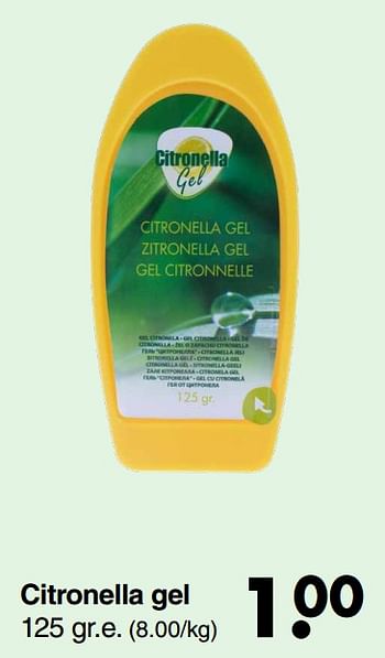 Aanbiedingen Citronella gel - Citronella - Geldig van 21/04/2022 tot 04/05/2022 bij Wibra