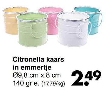 Aanbiedingen Citronella kaars in emmertje - Huismerk - Wibra - Geldig van 21/04/2022 tot 04/05/2022 bij Wibra