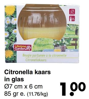 Aanbiedingen Citronella kaars in glas - Lifetime - Geldig van 21/04/2022 tot 04/05/2022 bij Wibra