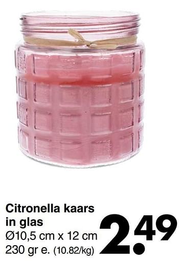 Aanbiedingen Citronella kaars in glas - Huismerk - Wibra - Geldig van 21/04/2022 tot 04/05/2022 bij Wibra