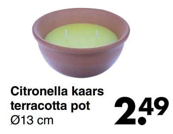 Aanbiedingen Citronella kaars terracotta pot - Huismerk - Wibra - Geldig van 21/04/2022 tot 04/05/2022 bij Wibra