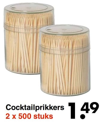 Aanbiedingen Cocktailprikkers - Huismerk - Wibra - Geldig van 21/04/2022 tot 04/05/2022 bij Wibra