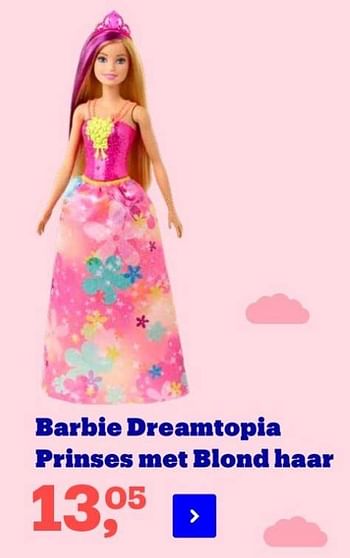 Aanbiedingen Barbie dreamtopia prinses met blond haar - Mattel - Geldig van 22/04/2022 tot 09/05/2022 bij Bol