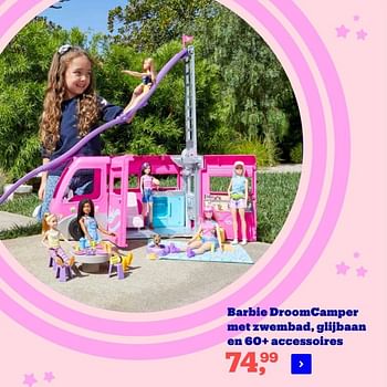 Aanbiedingen Barbie droomcamper met zwembad glijbaan en 60+ accessoires - Mattel - Geldig van 22/04/2022 tot 09/05/2022 bij Bol