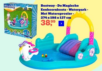 Aanbiedingen Bestway - de magische eenhoornkoets - waterpark - met watersproeier - BestWay - Geldig van 22/04/2022 tot 09/05/2022 bij Bol