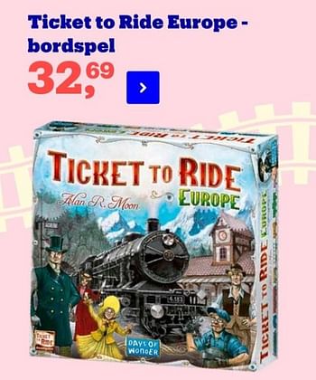Aanbiedingen Ticket to ride europe - bordspel - Days of Wonder - Geldig van 22/04/2022 tot 09/05/2022 bij Bol