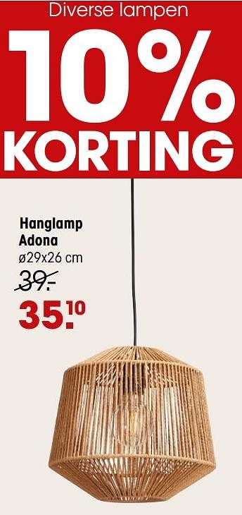 Aanbiedingen Hanglamp adona - Huismerk - Kwantum - Geldig van 02/05/2022 tot 08/05/2022 bij Kwantum