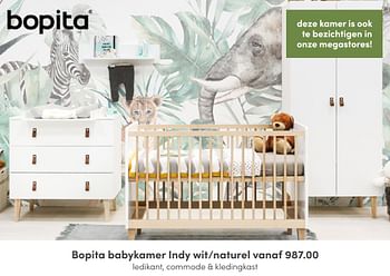 Aanbiedingen Bopita babykamer indy wit-naturel - Bopita - Geldig van 01/05/2022 tot 31/05/2022 bij Baby & Tiener Megastore
