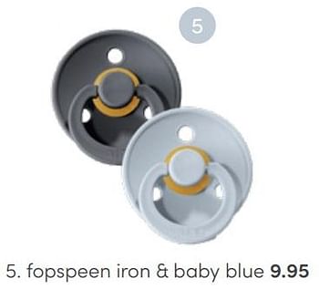 Aanbiedingen Fopspeen iron + baby blue - Bibs - Geldig van 01/05/2022 tot 31/05/2022 bij Baby & Tiener Megastore
