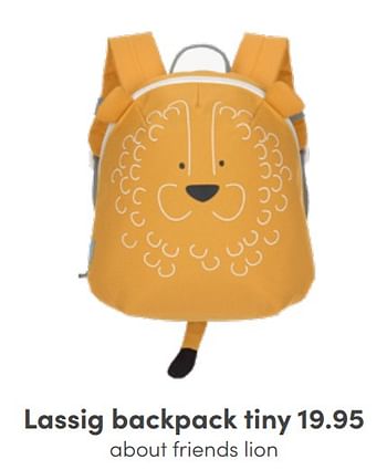 Aanbiedingen Lassig backpack tiny about friends lion - Lassig - Geldig van 01/05/2022 tot 14/05/2022 bij Baby & Tiener Megastore