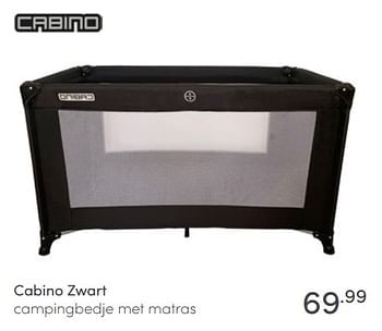 Aanbiedingen Cabino zwart campingbedje met matras - Cabino - Geldig van 08/05/2022 tot 14/05/2022 bij Baby & Tiener Megastore