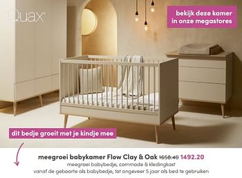 Aanbiedingen Meegroei babykamer flow clay + oak - Quax - Geldig van 08/05/2022 tot 14/05/2022 bij Baby & Tiener Megastore