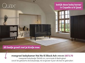 Aanbiedingen Meegroei babykamer hai no ki black ash - Quax - Geldig van 08/05/2022 tot 14/05/2022 bij Baby & Tiener Megastore