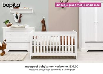 Aanbiedingen Meegroei babykamer narbonne - Bopita - Geldig van 08/05/2022 tot 14/05/2022 bij Baby & Tiener Megastore