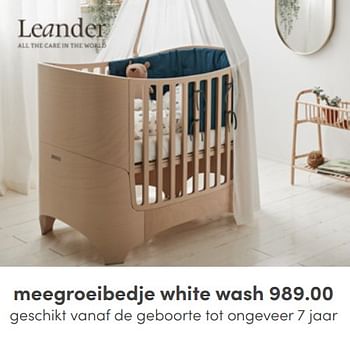 Aanbiedingen Meegroeibedje white wash - Leander - Geldig van 08/05/2022 tot 14/05/2022 bij Baby & Tiener Megastore