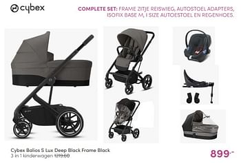 Aanbiedingen Cybex balios s lux deep black frame black 3 in 1 kinderwagen - Cybex - Geldig van 08/05/2022 tot 14/05/2022 bij Baby & Tiener Megastore