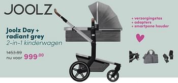Aanbiedingen Joolz day + radiant grey 2-in-1 kinderwagen - Joolz - Geldig van 08/05/2022 tot 14/05/2022 bij Baby & Tiener Megastore