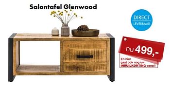 Aanbiedingen Salontafel glenwood - Huismerk - Woon Square - Geldig van 09/05/2022 tot 14/05/2022 bij Woon Square