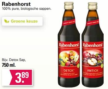 Aanbiedingen Detox sap - Rabenhorst - Geldig van 11/05/2022 tot 28/05/2022 bij De Online Drogist