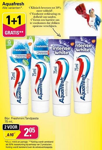 Aanbiedingen Freshmint tandpasta - Aquafresh - Geldig van 11/05/2022 tot 28/05/2022 bij De Online Drogist