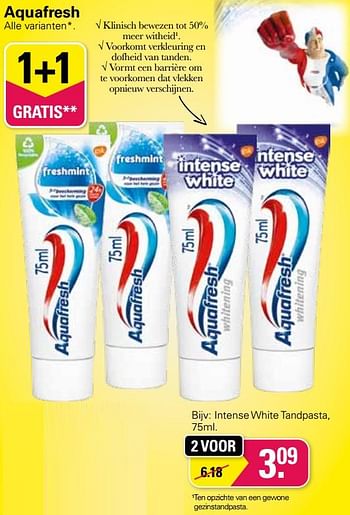 Aanbiedingen Intense white tandpasta - Aquafresh - Geldig van 11/05/2022 tot 28/05/2022 bij De Online Drogist