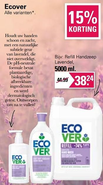 Aanbiedingen Refill handzeep lavendel - Ecover - Geldig van 11/05/2022 tot 28/05/2022 bij De Online Drogist