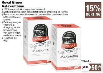 Aanbiedingen Royal green astaxanthine - Royal Green - Geldig van 11/05/2022 tot 28/05/2022 bij De Online Drogist