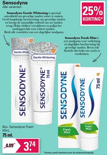 Aanbiedingen Sensodyne fresh mint - Sensodyne - Geldig van 11/05/2022 tot 28/05/2022 bij De Online Drogist