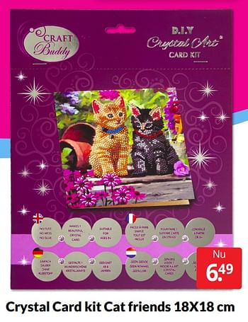 Aanbiedingen Crystal card kit cat friends - Crystal Card Kit - Geldig van 14/05/2022 tot 22/05/2022 bij Boekenvoordeel