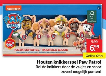 Aanbiedingen Houten knikkerspel paw patrol - PAW  PATROL - Geldig van 14/05/2022 tot 22/05/2022 bij Boekenvoordeel