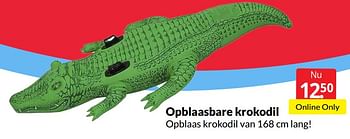 Aanbiedingen Opblaasbare krokodil - Huismerk - Boekenvoordeel - Geldig van 14/05/2022 tot 22/05/2022 bij Boekenvoordeel