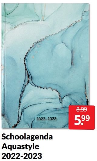 Aanbiedingen Schoolagenda aquastyle 2022-2023 - Huismerk - Boekenvoordeel - Geldig van 14/05/2022 tot 22/05/2022 bij Boekenvoordeel