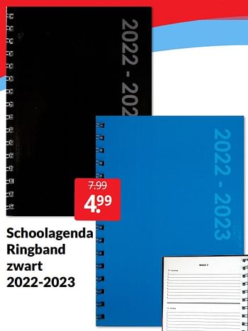 Aanbiedingen Schoolagenda ringband zwart 2022-2023 - Huismerk - Boekenvoordeel - Geldig van 14/05/2022 tot 22/05/2022 bij Boekenvoordeel