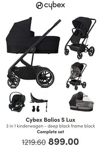 Aanbiedingen Cybex balios s lux 3 in 1 kinderwagen - deep black frame black complete set - Cybex - Geldig van 15/05/2022 tot 31/05/2022 bij Baby & Tiener Megastore