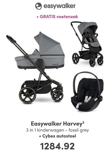 Aanbiedingen Easywalker harvey3 3 in 1 kinderwagen - fossil grey + cybex autostoel - Easywalker - Geldig van 15/05/2022 tot 31/05/2022 bij Baby & Tiener Megastore