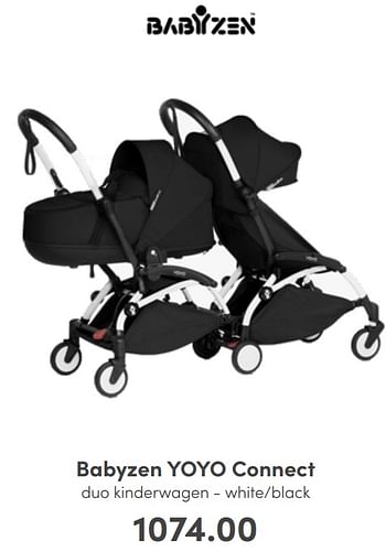 Aanbiedingen Babyzen yoyo connect duo kinderwagen - white-black - Babyzen - Geldig van 15/05/2022 tot 31/05/2022 bij Baby & Tiener Megastore
