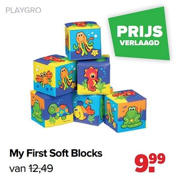 Aanbiedingen Playgro my first soft blocks - Playgro - Geldig van 16/05/2022 tot 11/06/2022 bij Baby-Dump