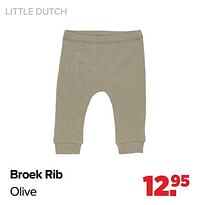 Aanbiedingen Broek rib olive - Little Dutch - Geldig van 16/05/2022 tot 11/06/2022 bij Baby-Dump