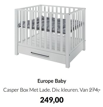 Aanbiedingen Europe baby casper box met lade - Europe baby - Geldig van 17/05/2022 tot 13/06/2022 bij Babypark