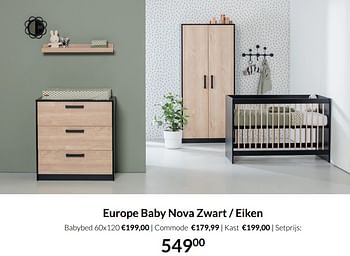 Aanbiedingen Europe baby nova zwart - eiken - Europe baby - Geldig van 17/05/2022 tot 13/06/2022 bij Babypark