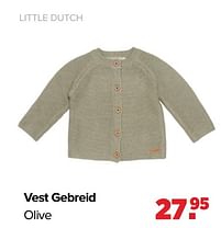 Aanbiedingen Vest gebreid olive - Little Dutch - Geldig van 16/05/2022 tot 11/06/2022 bij Baby-Dump