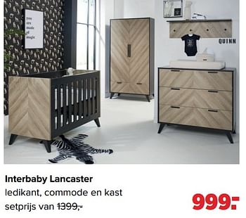 Aanbiedingen Interbaby lancaster ledikant, commode en kast - Interbaby - Geldig van 16/05/2022 tot 11/06/2022 bij Baby-Dump
