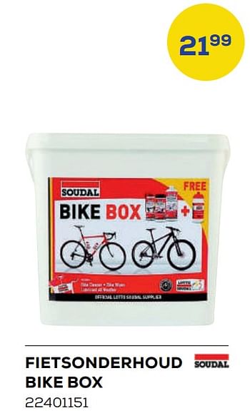 Aanbiedingen Fietsonderhoud bike box - Soudal - Geldig van 20/05/2022 tot 24/06/2022 bij Supra Bazar