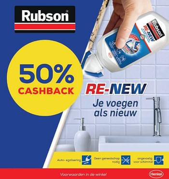 Aanbiedingen Rubson re-new je voegen als nieuw 50% cashback - Rubson - Geldig van 20/05/2022 tot 24/06/2022 bij Supra Bazar