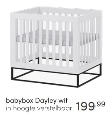 Aanbiedingen Babybox dayley wit in hoogte verstelbaar - Huismerk - Baby &amp; Tiener Megastore - Geldig van 22/05/2022 tot 28/05/2022 bij Baby & Tiener Megastore
