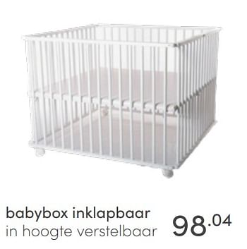 Aanbiedingen Babybox inklapbaar in hoogte verstelbaar - Huismerk - Baby &amp; Tiener Megastore - Geldig van 22/05/2022 tot 28/05/2022 bij Baby & Tiener Megastore