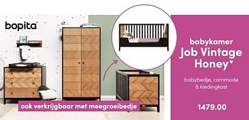 Aanbiedingen Babykamer job vintage honey - Bopita - Geldig van 22/05/2022 tot 28/05/2022 bij Baby & Tiener Megastore