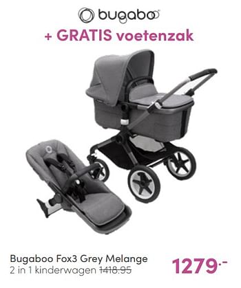 Aanbiedingen Bugaboo fox3 grey melange 2 in 1 kinderwagen - Bugaboo - Geldig van 22/05/2022 tot 28/05/2022 bij Baby & Tiener Megastore