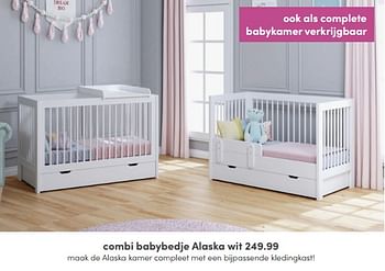 Aanbiedingen Combi babybedje alaska wit - Huismerk - Baby &amp; Tiener Megastore - Geldig van 22/05/2022 tot 28/05/2022 bij Baby & Tiener Megastore
