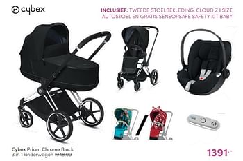 Aanbiedingen Cybex priam chrome black 3 in 1 kinderwagen - Cybex - Geldig van 22/05/2022 tot 28/05/2022 bij Baby & Tiener Megastore